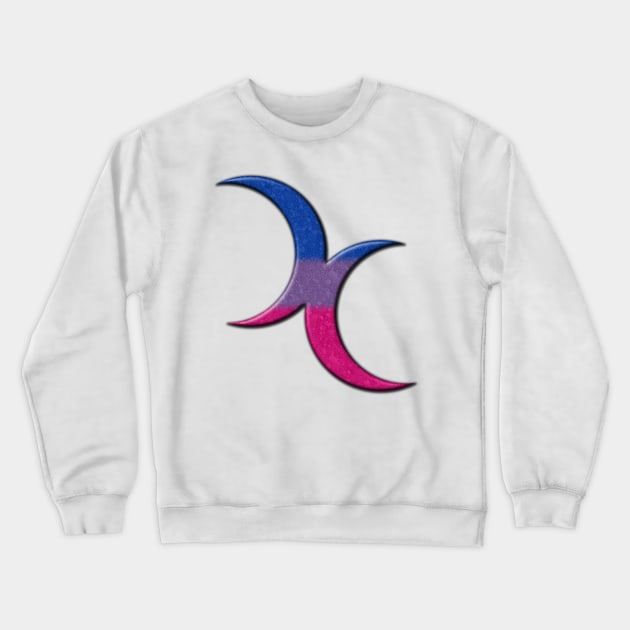 Bisexual Pride Flag Colored Crescent Moons Symbol Crewneck Sweatshirt by LiveLoudGraphics